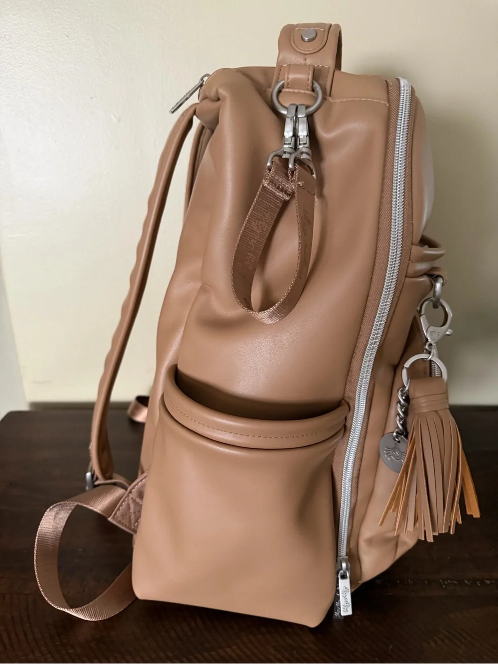 Itzy Ritzy Boss Plus Chai Diaper Bag Backpack + Changing Pad